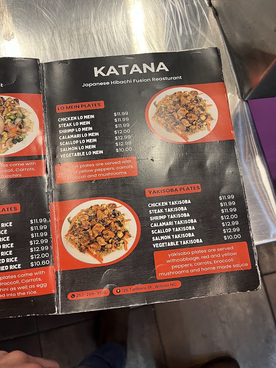 Katana Japanese Hibachi menu board
