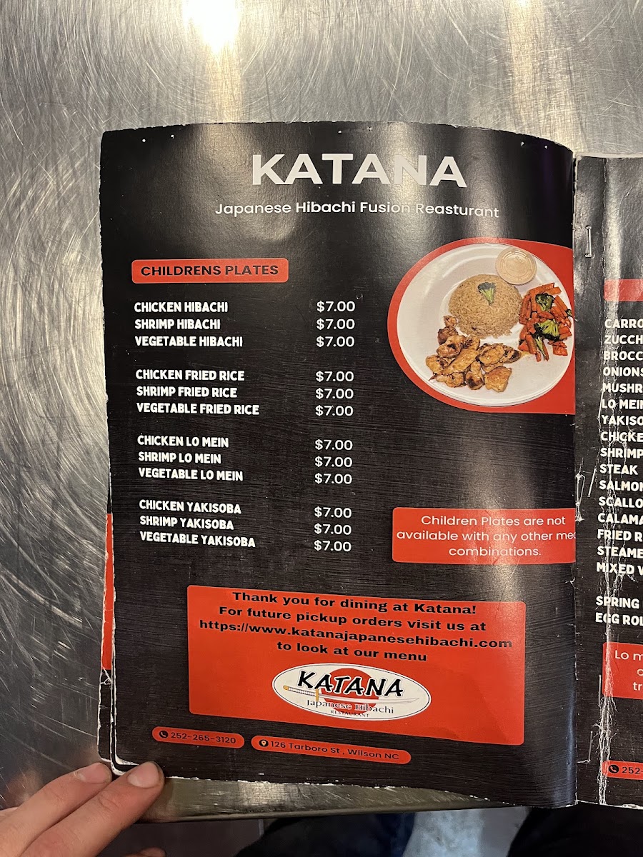 Katana Japanese Hibachi menu board