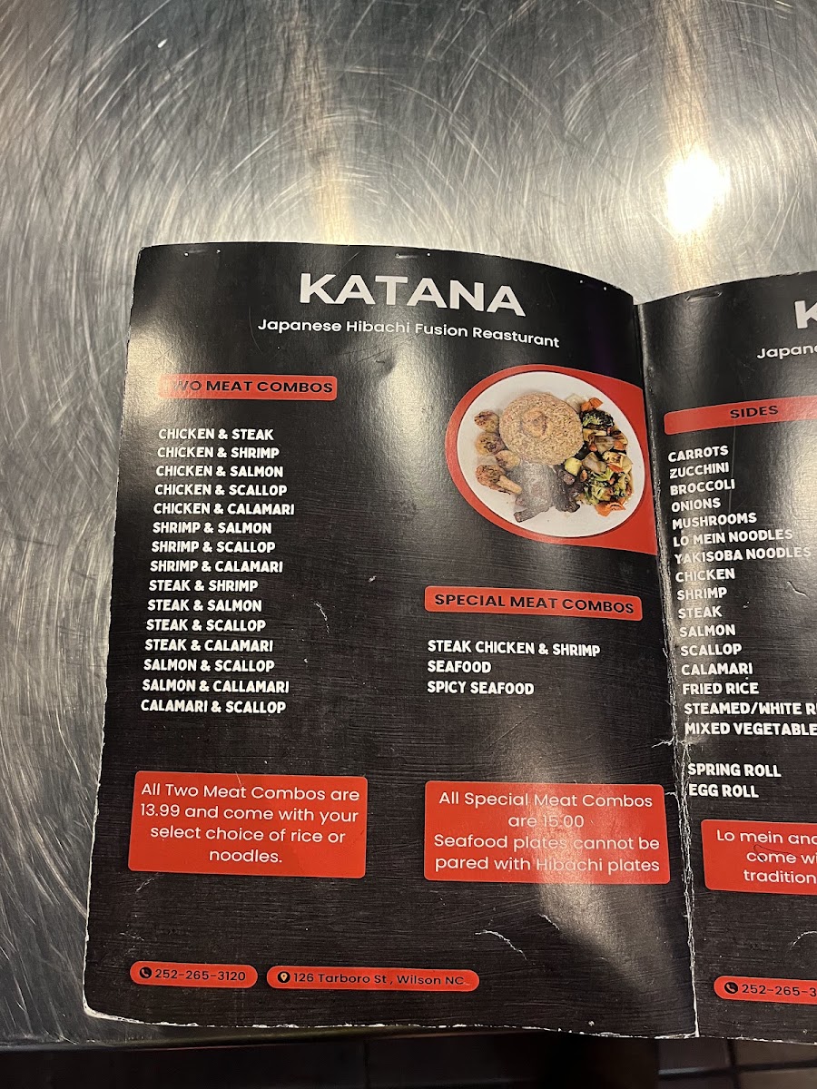 Katana Japanese Hibachi menu board