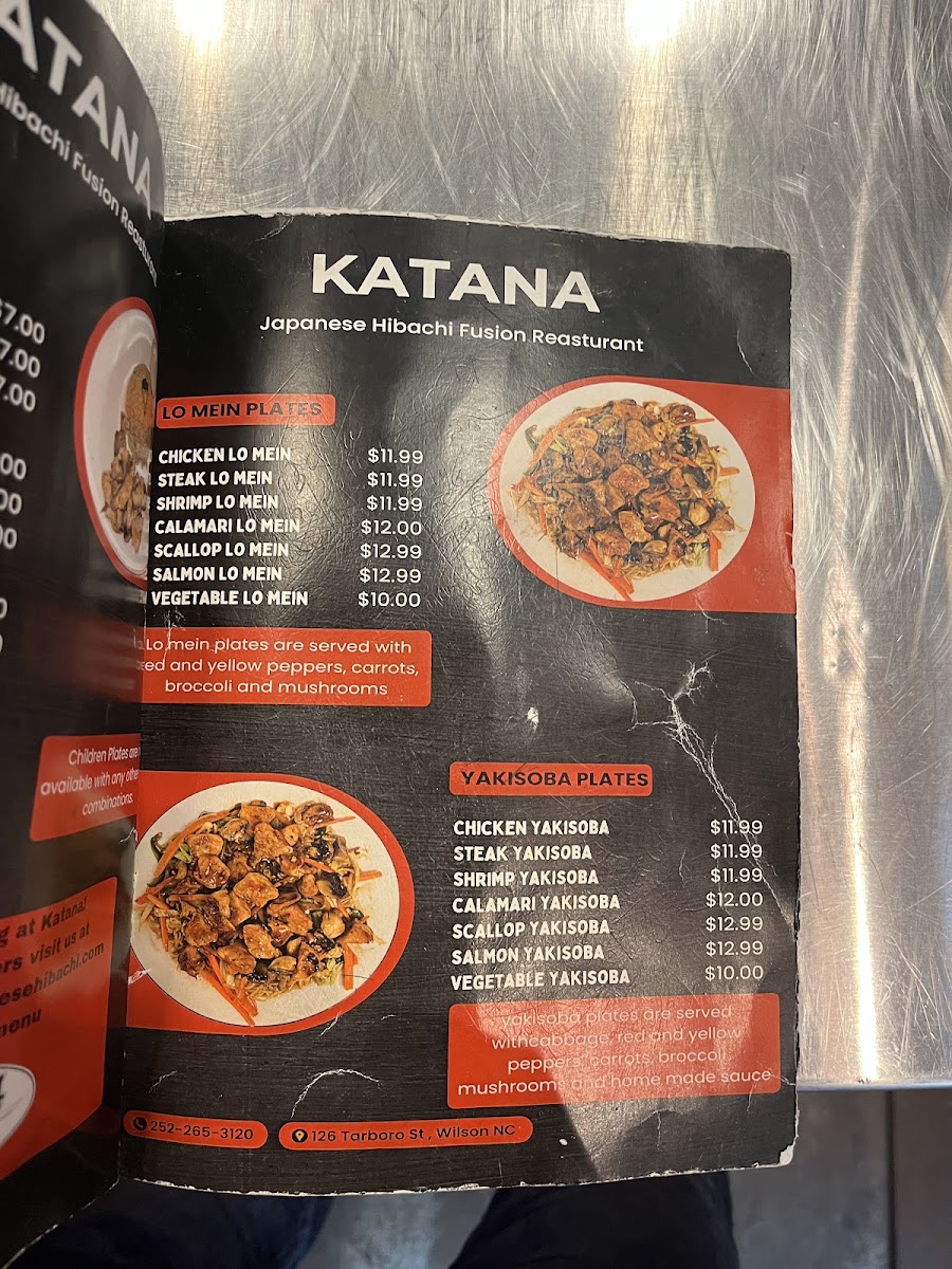 Katana Japanese Hibachi menu board