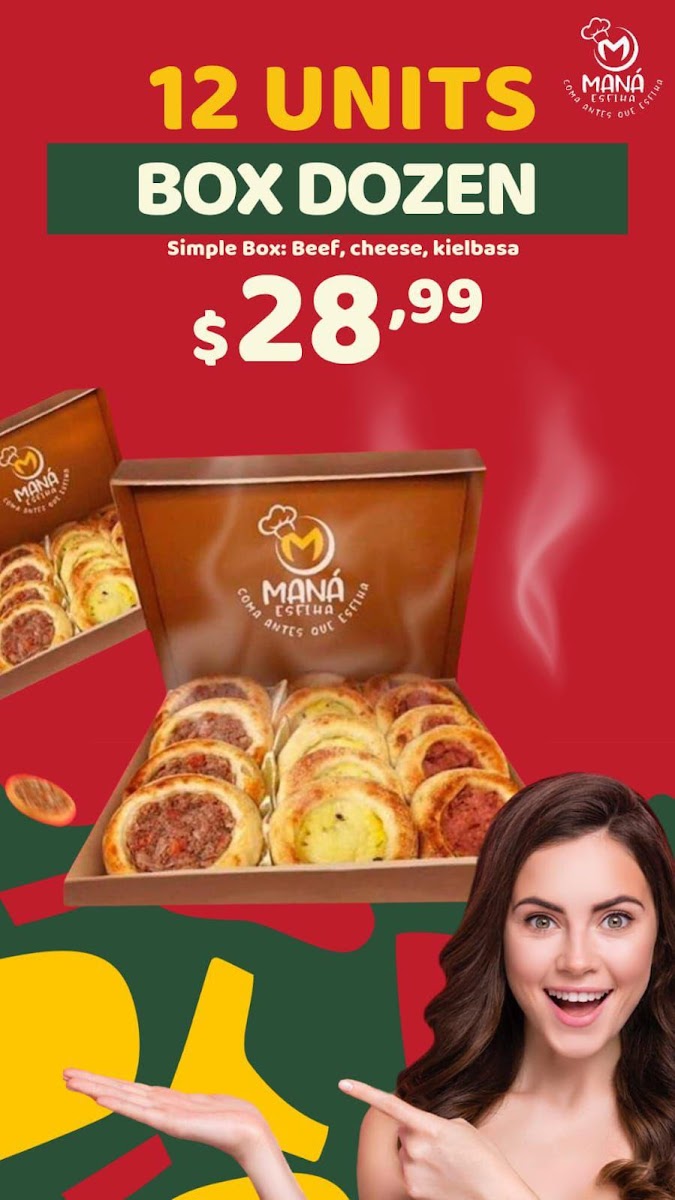 Mana Esfiha menu board