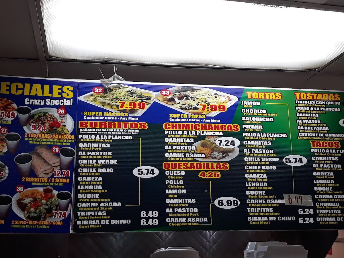 Taco Mich menu board