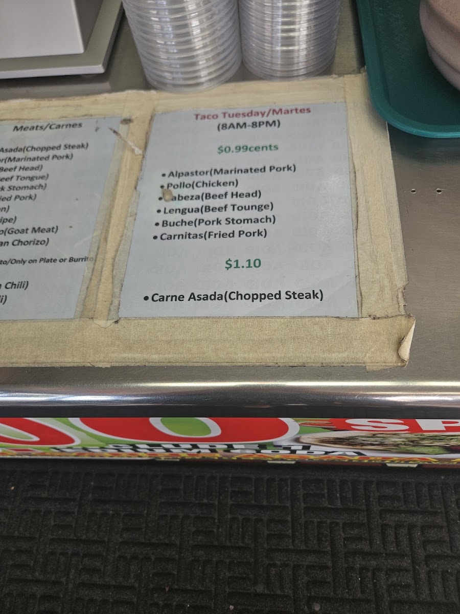 Taco Mich menu board
