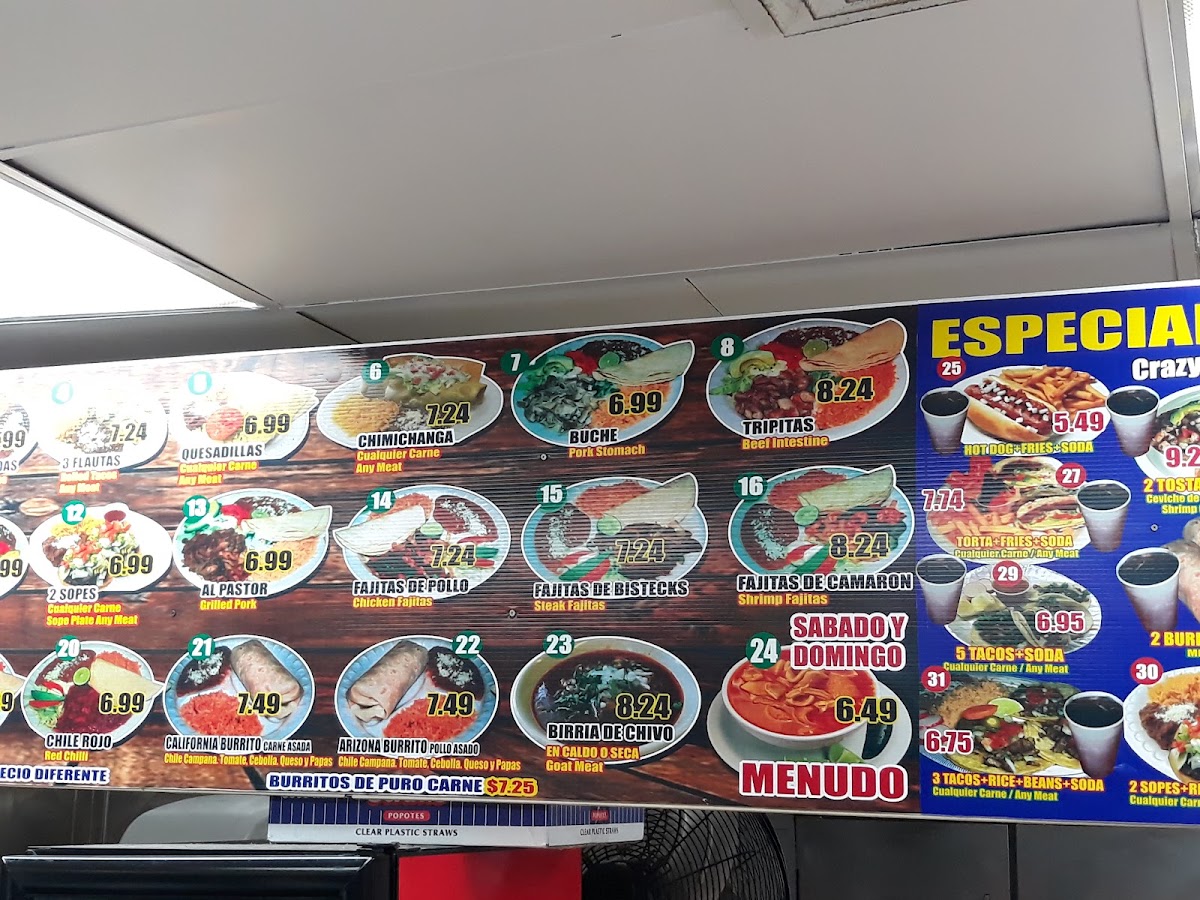 Taco Mich menu board
