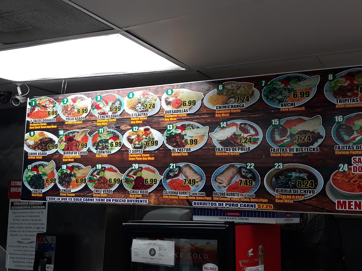 Taco Mich menu board