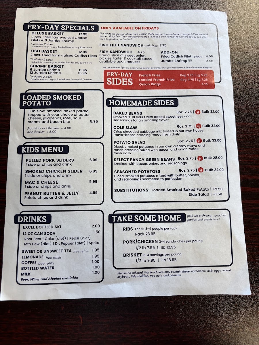 The White House - Breese menu board