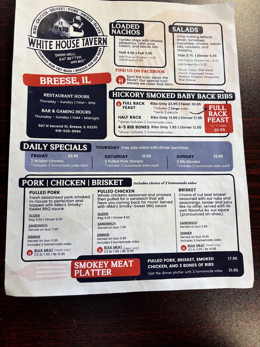 The White House - Breese menu board