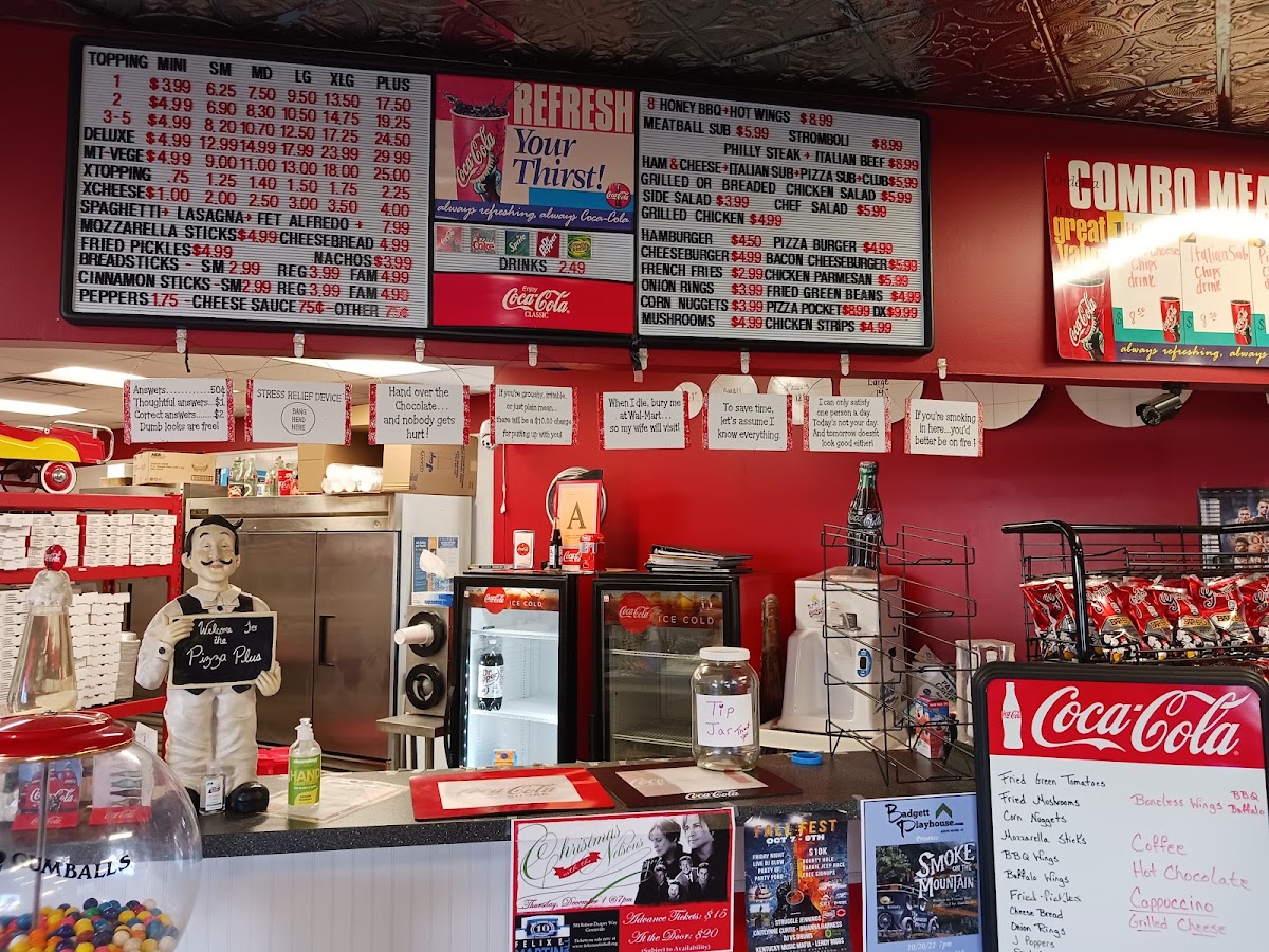 Pizza Plus menu board