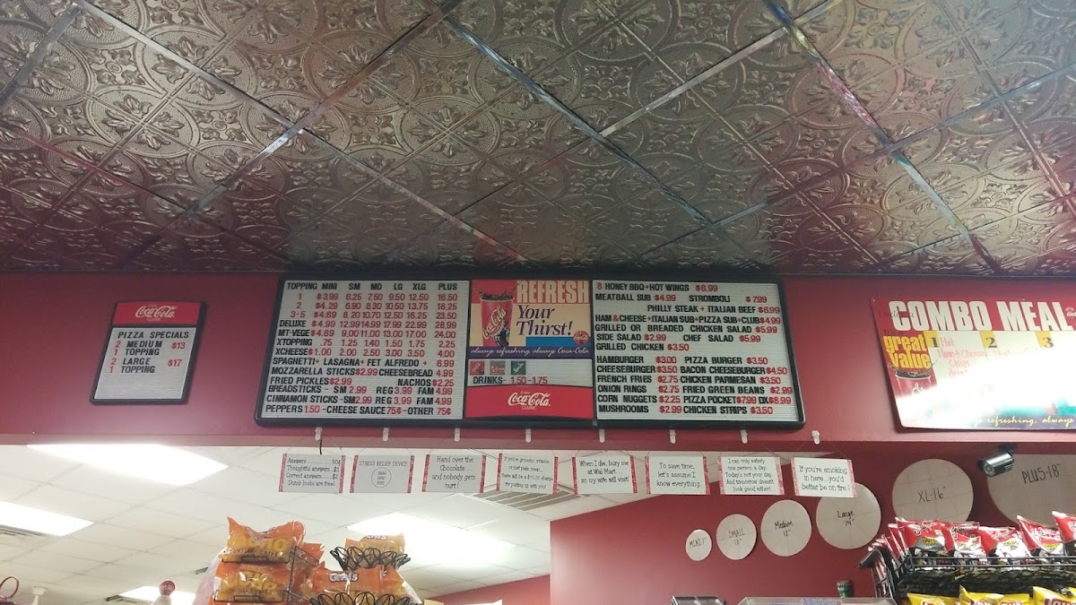 Pizza Plus menu board