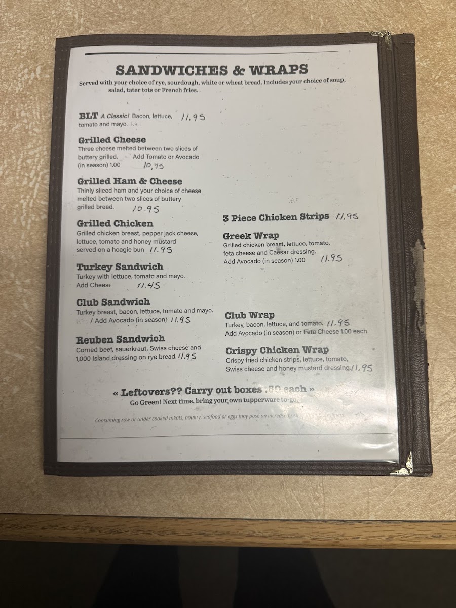 Kate’s Cattlemen’s Restaurant menu board