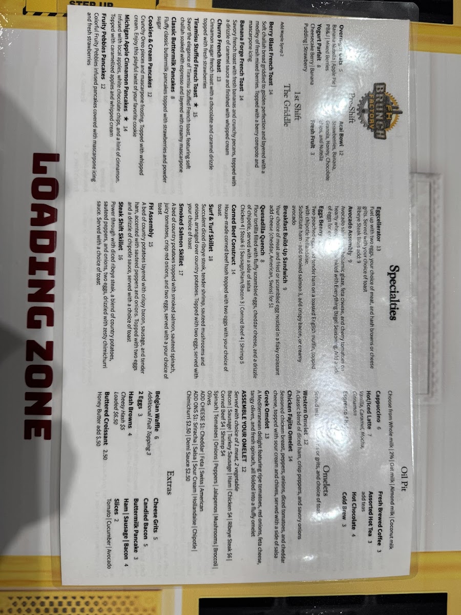 FH Brunch Factory menu board