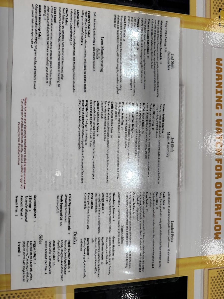 FH Brunch Factory menu board