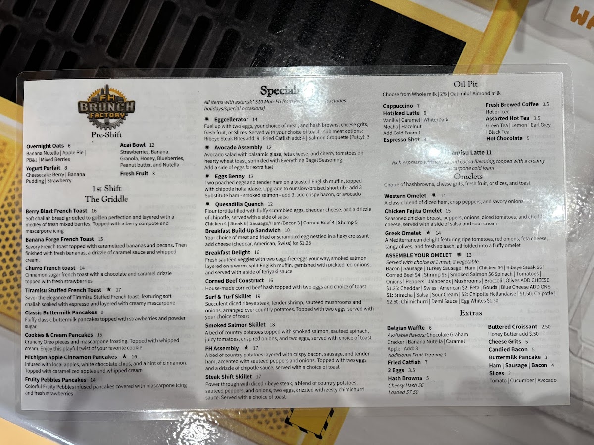 FH Brunch Factory menu board