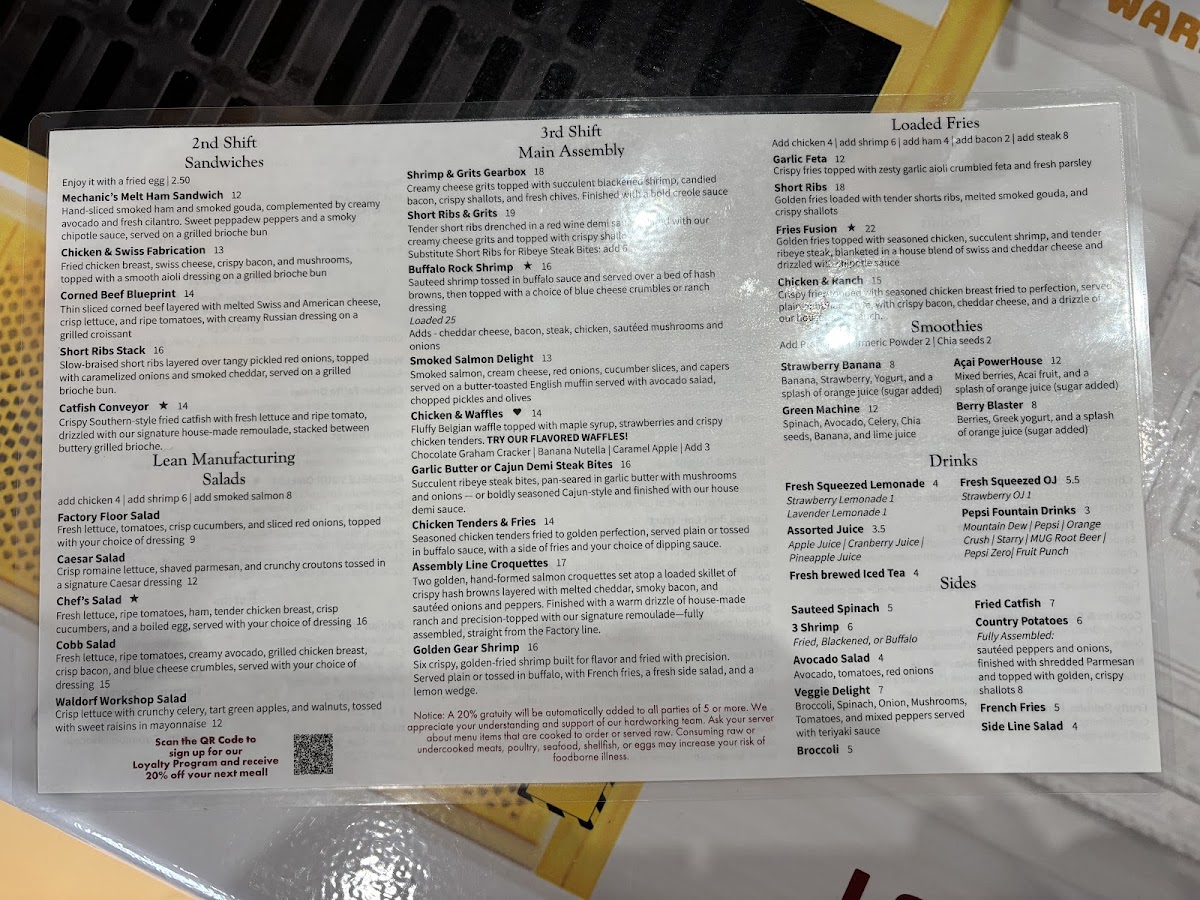 FH Brunch Factory menu board