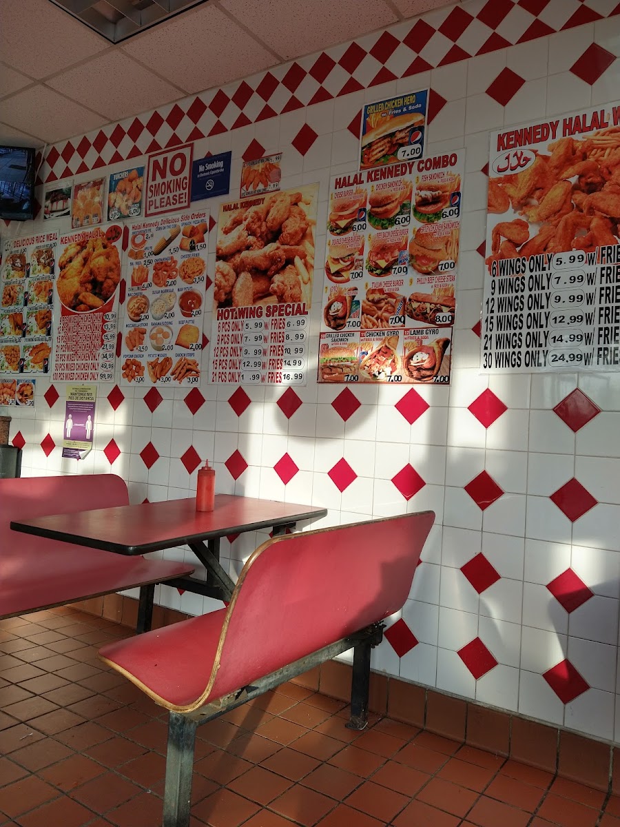 Kennedy Fried Chicken & Pizza (Halal) menu board