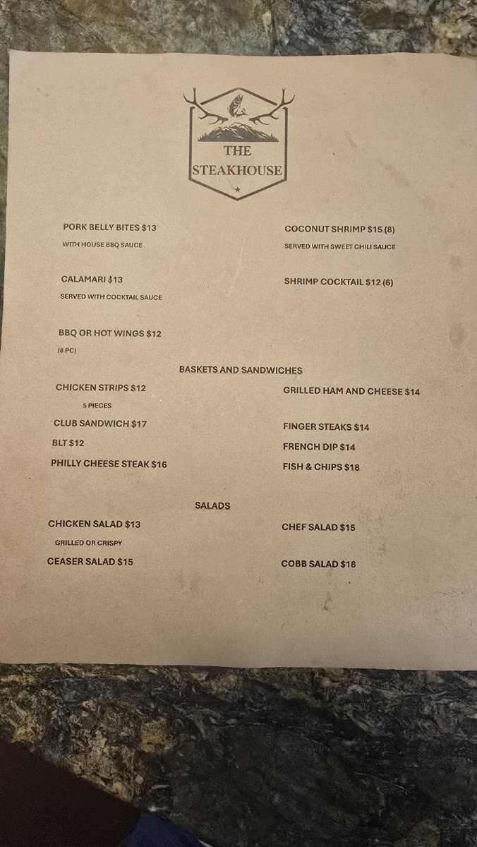 The Steakhouse & Diner menu board