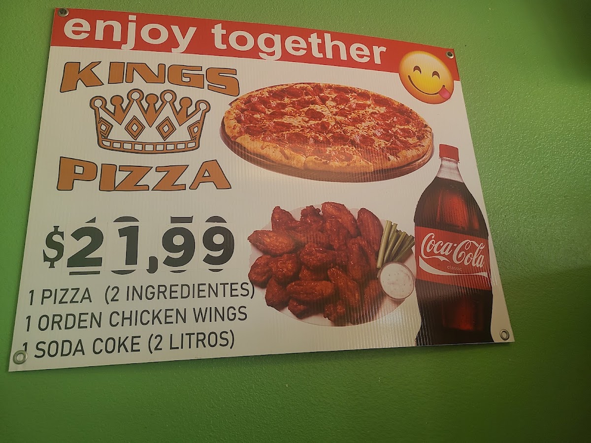 Queen & King's Pizza Clint menu board