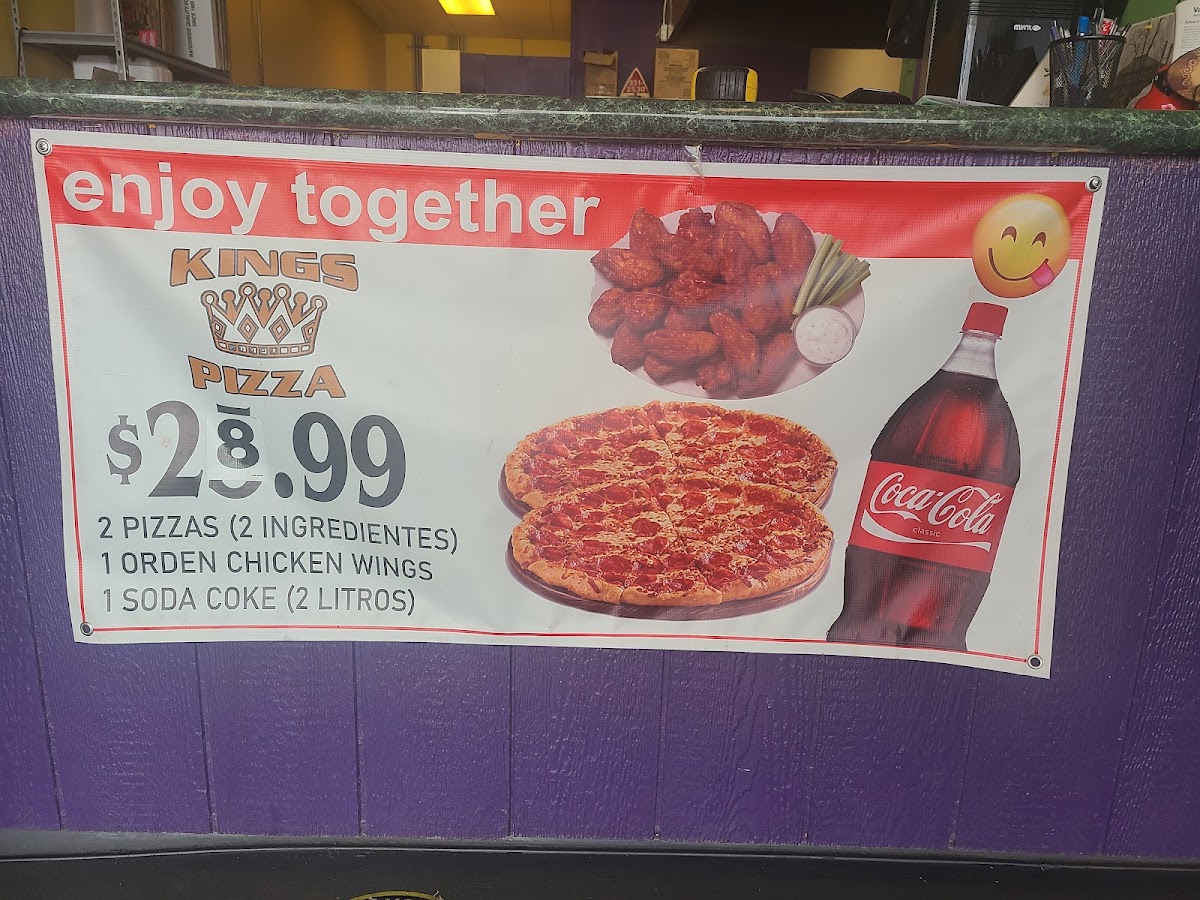 Queen & King's Pizza Clint menu board