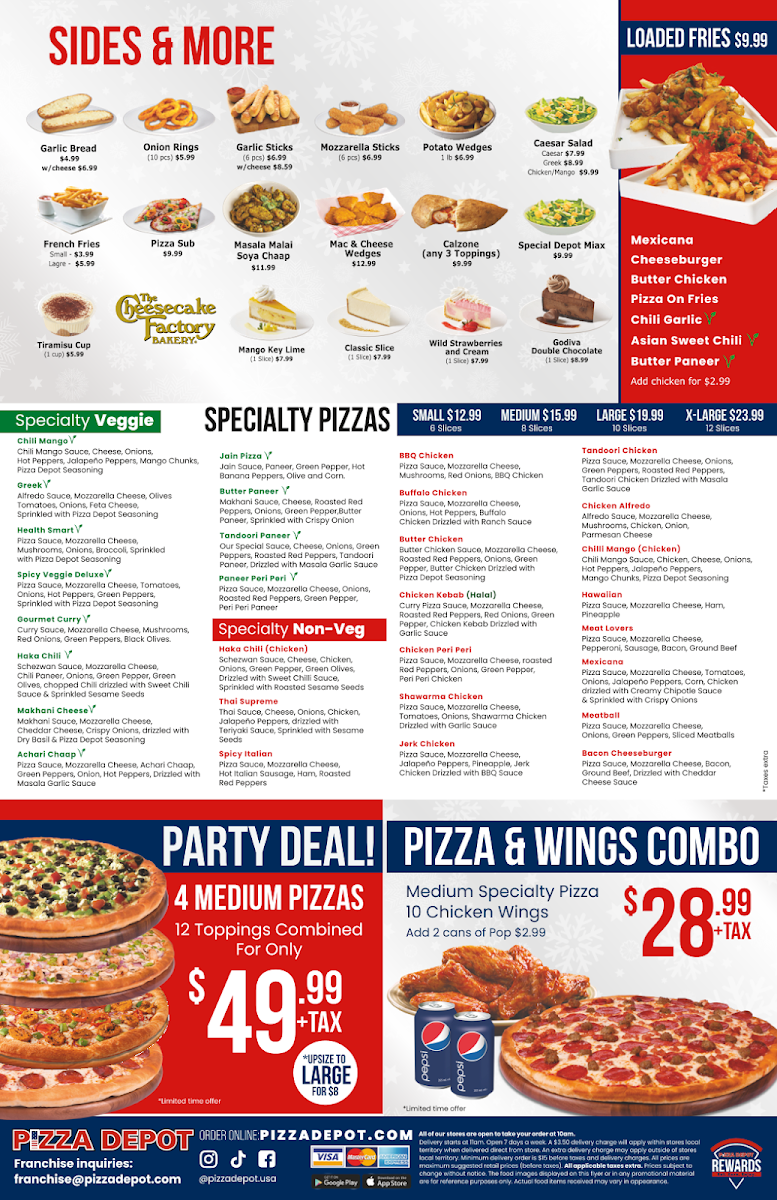 Pizza Depot menu board