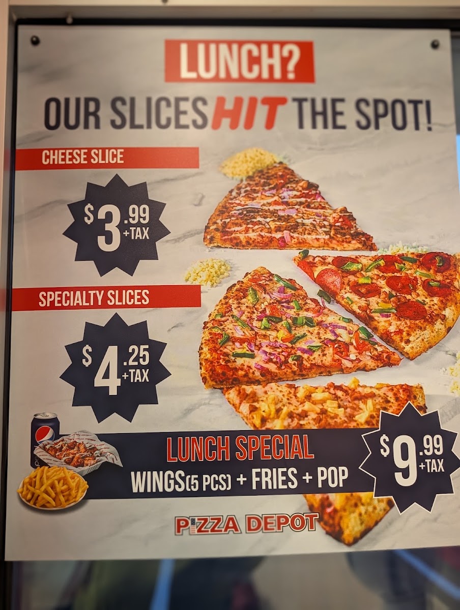Pizza Depot menu board
