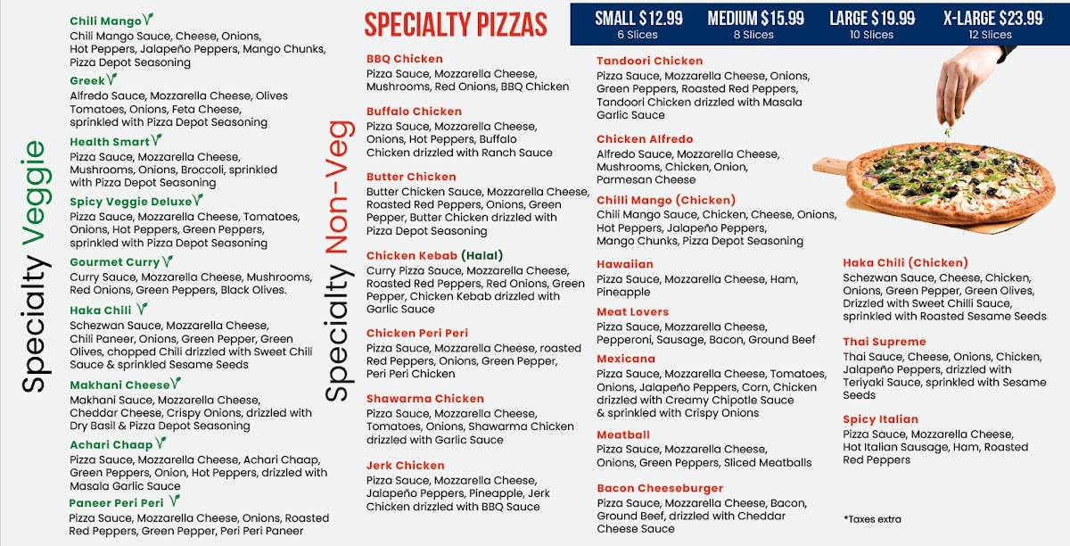 Pizza Depot menu board