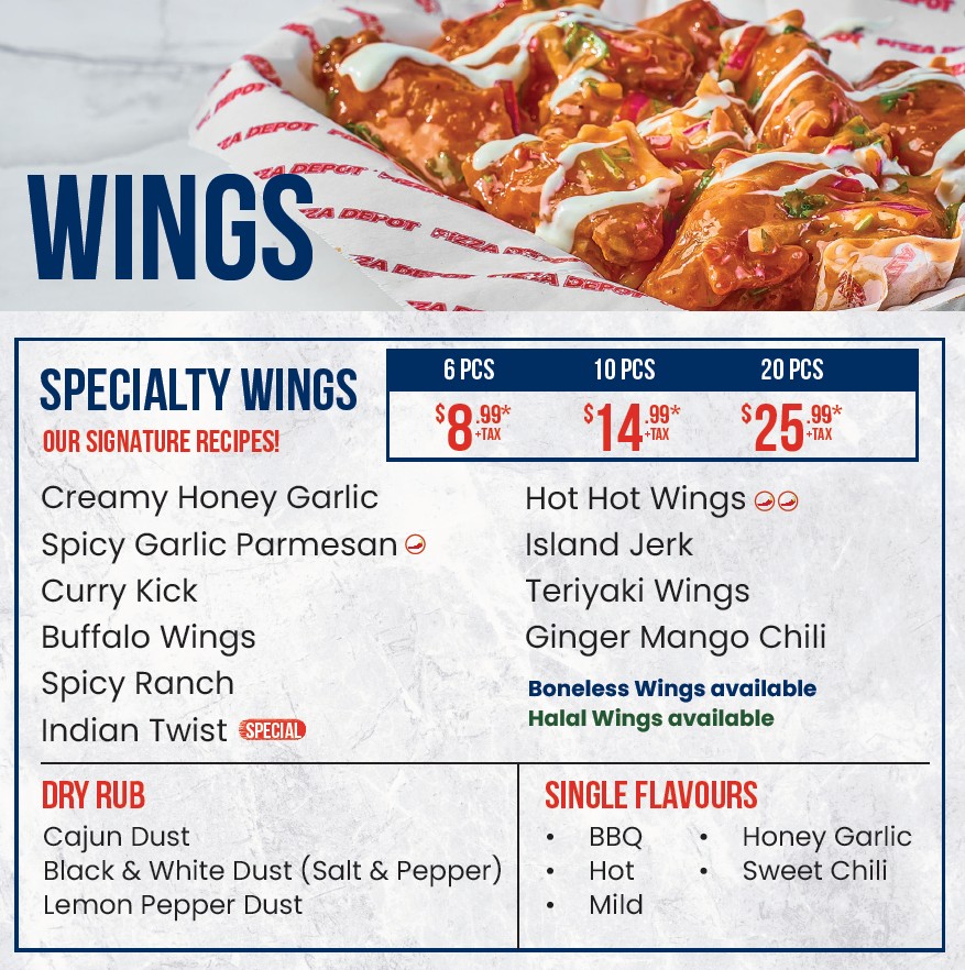 Pizza Depot menu board
