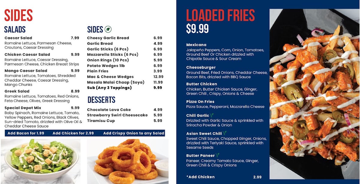 Pizza Depot menu board