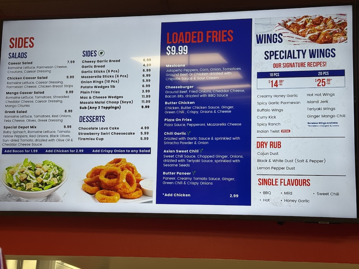 Pizza Depot menu board
