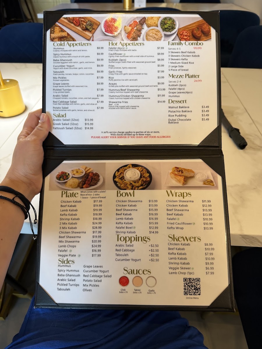 Olive Roots Mediterranean Cuisine menu board