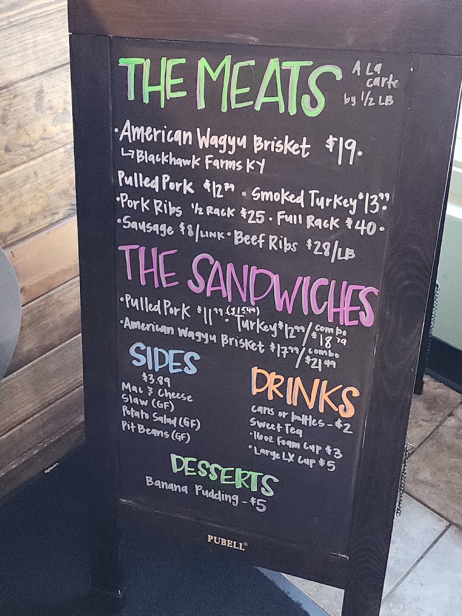 LX BBQ menu board