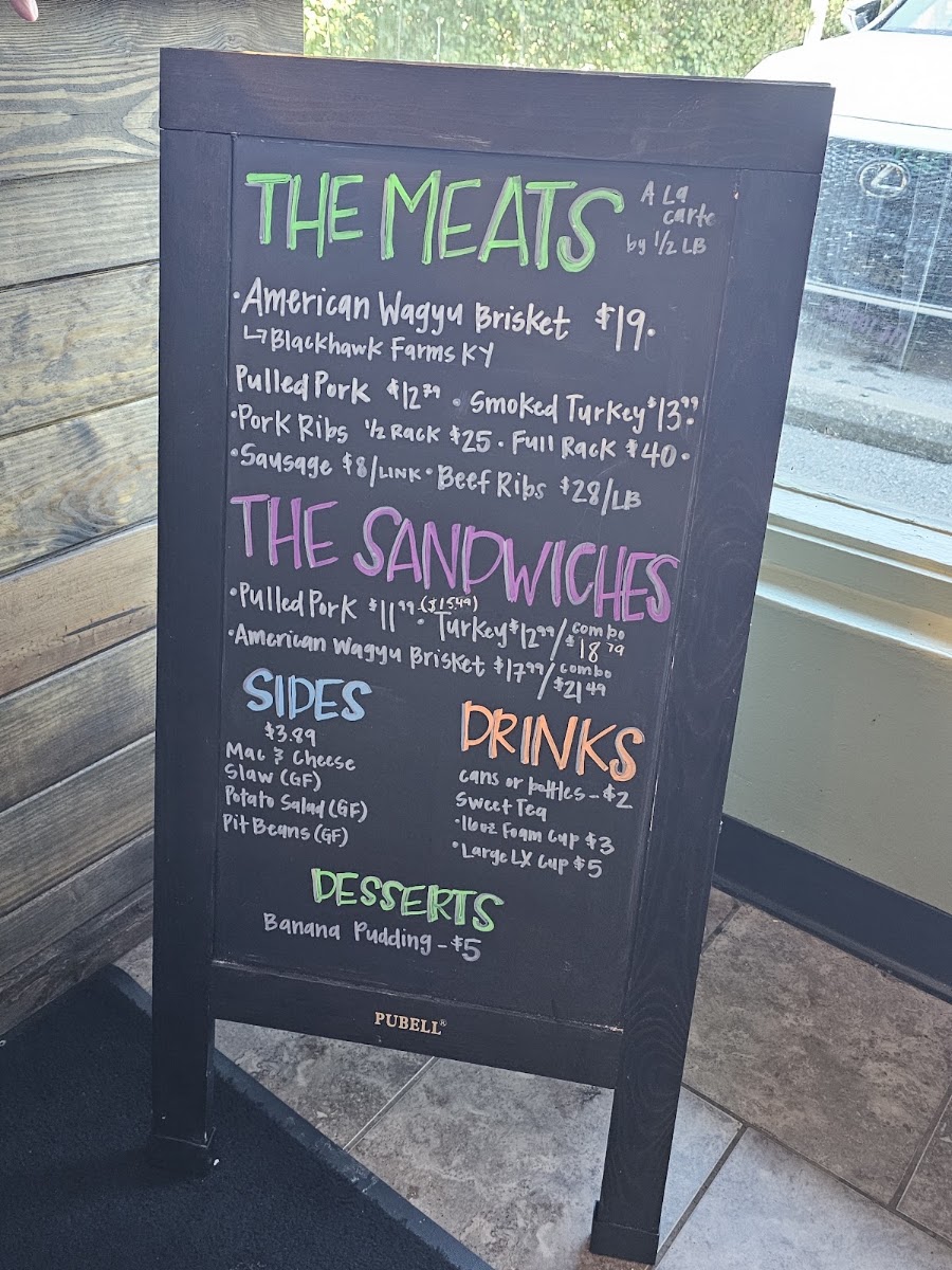 LX BBQ menu board