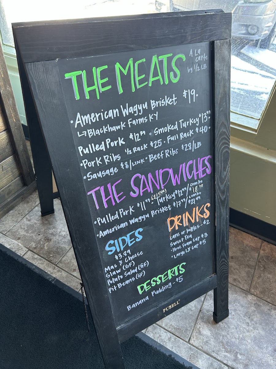 LX BBQ menu board