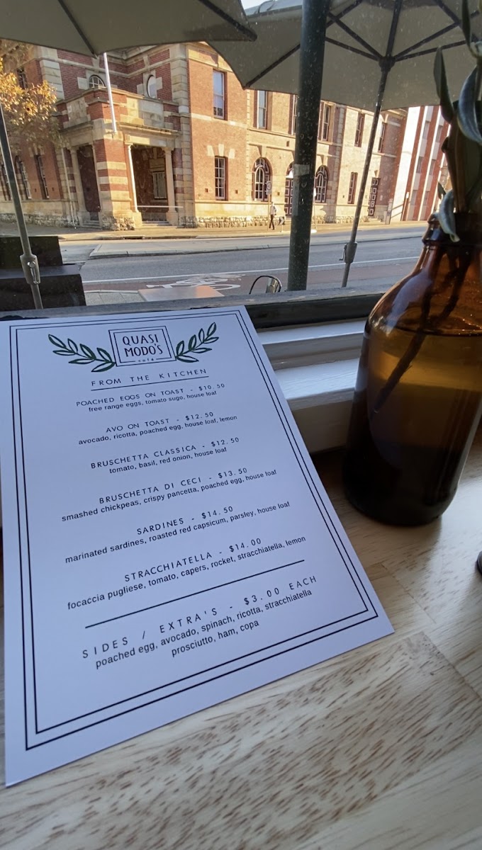 The Prestige Italian Cafè menu board