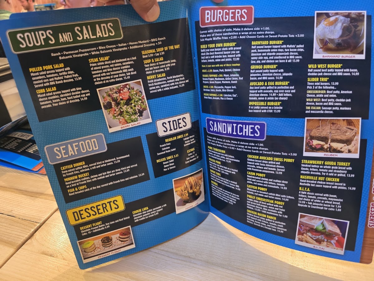MULLETS RESTAURANT menu board