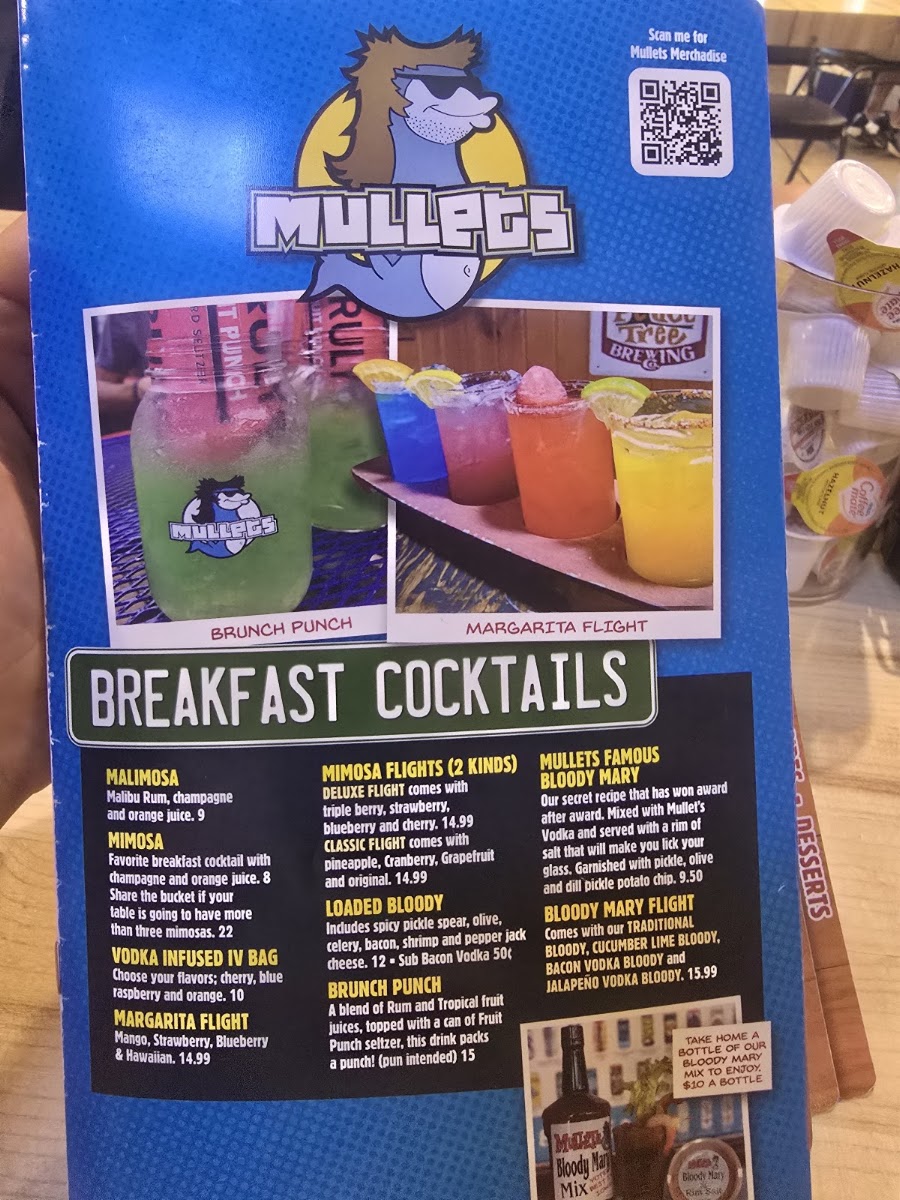 MULLETS RESTAURANT menu board