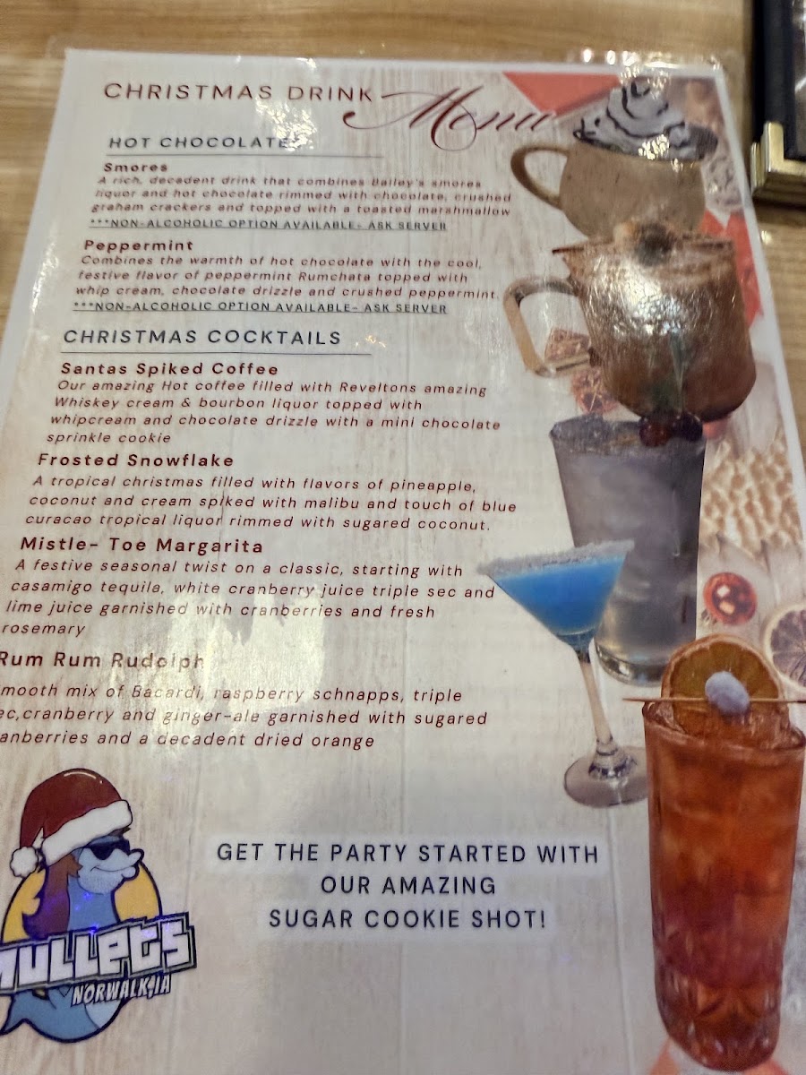 MULLETS RESTAURANT menu board