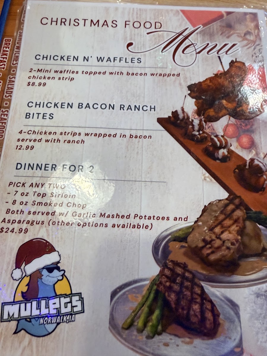 MULLETS RESTAURANT menu board