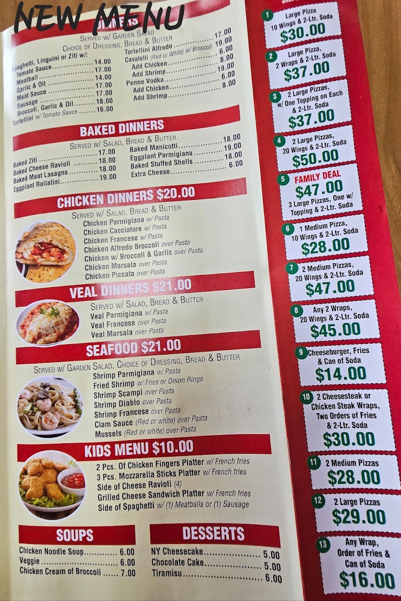Andis Pizza & Grill menu board