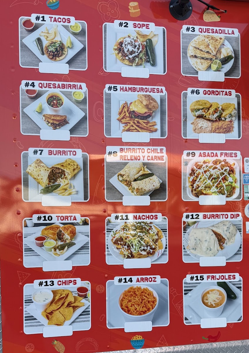 Grampas tacos menu board