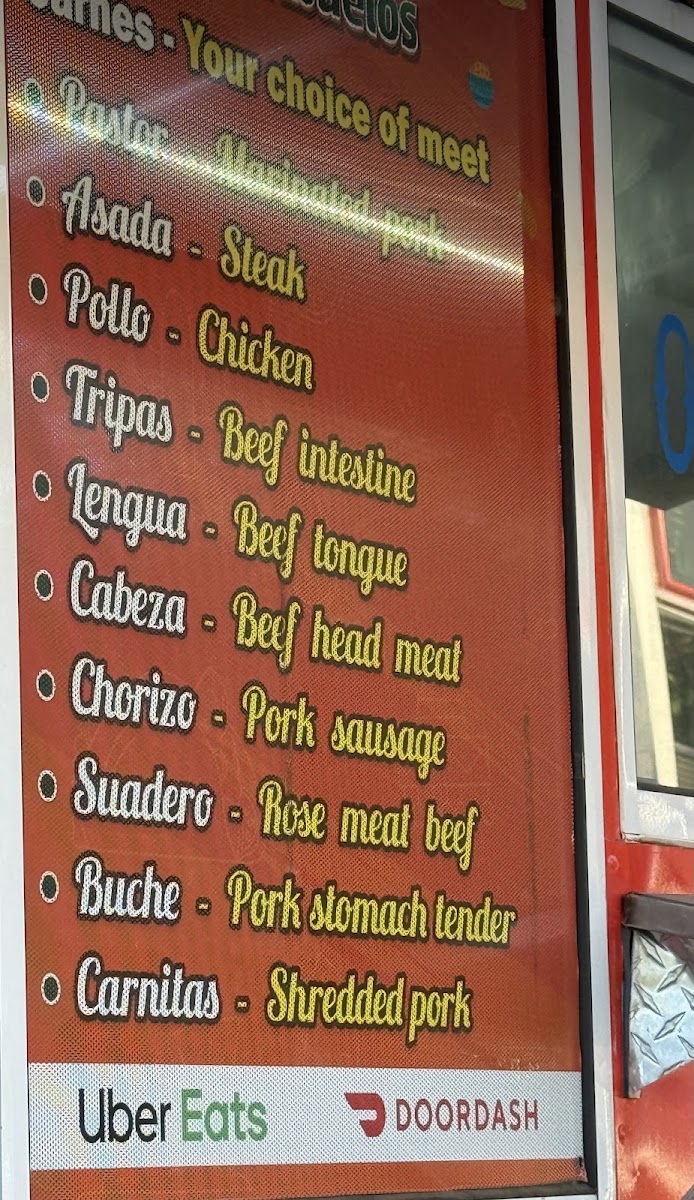 Grampas tacos menu board