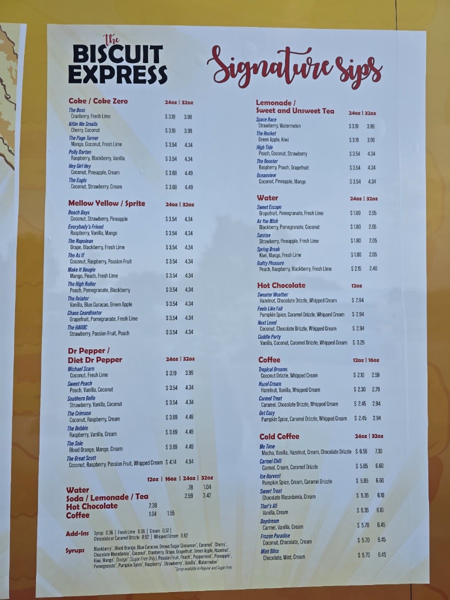 The Biscuit Express menu board
