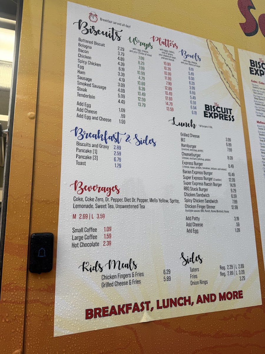 The Biscuit Express menu board