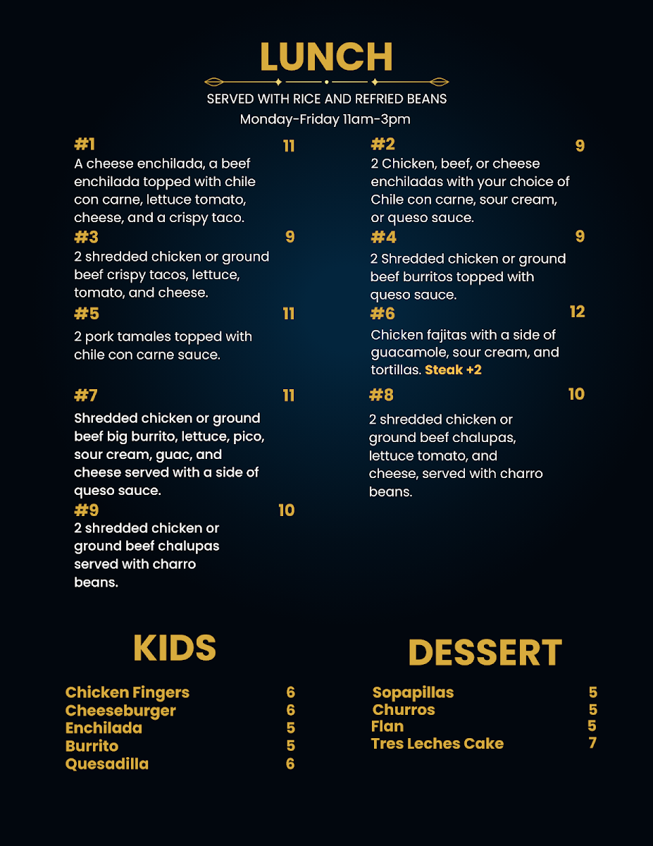 La Victoria Grill menu board