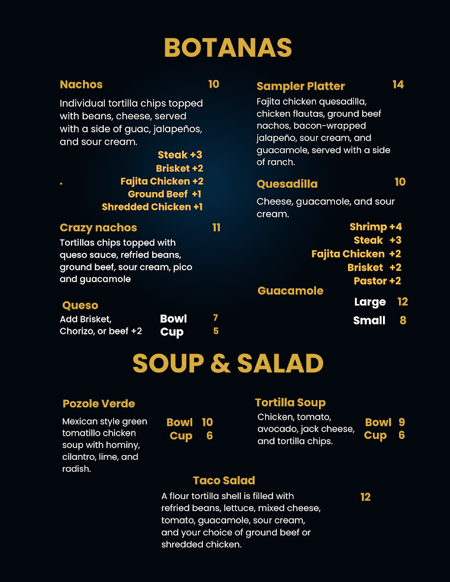 La Victoria Grill menu board