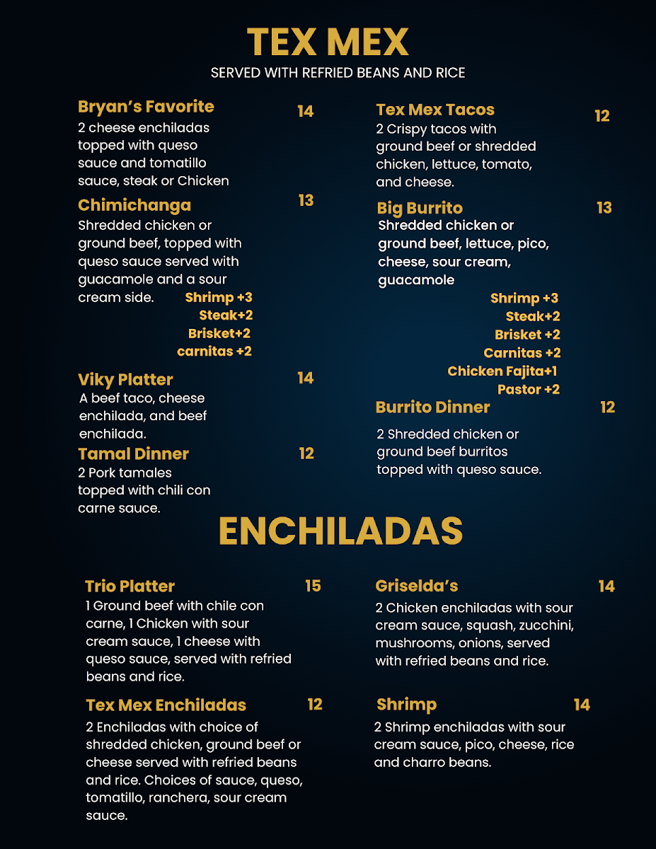 La Victoria Grill menu board