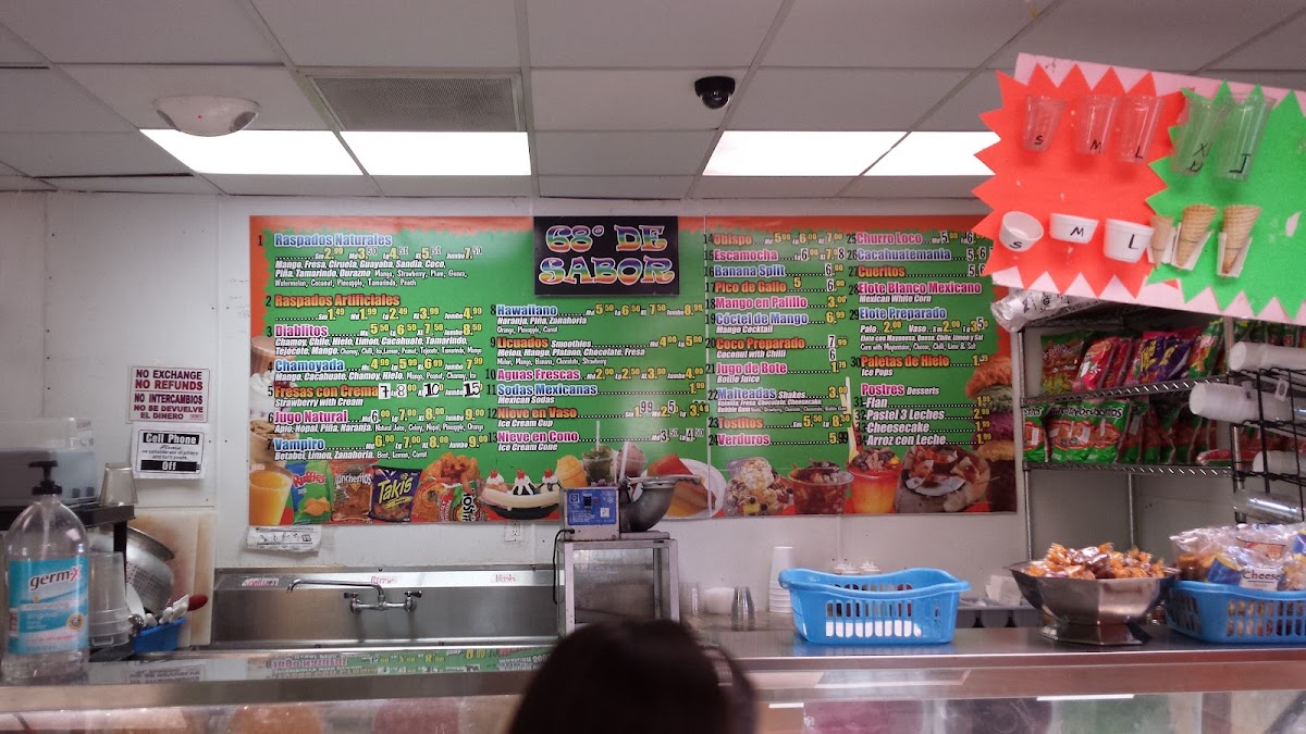 Raspados menu board
