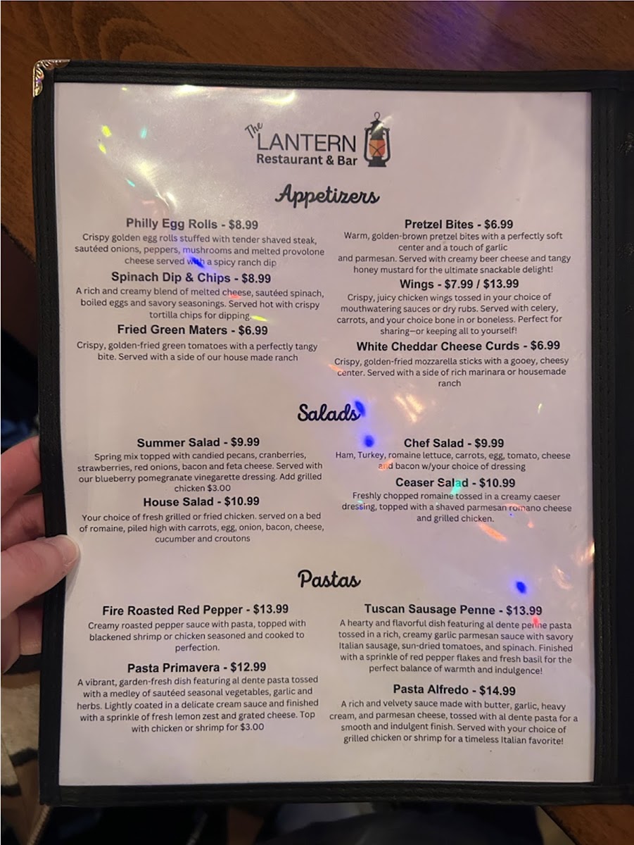 The Lantern Restaurant & Bar menu board