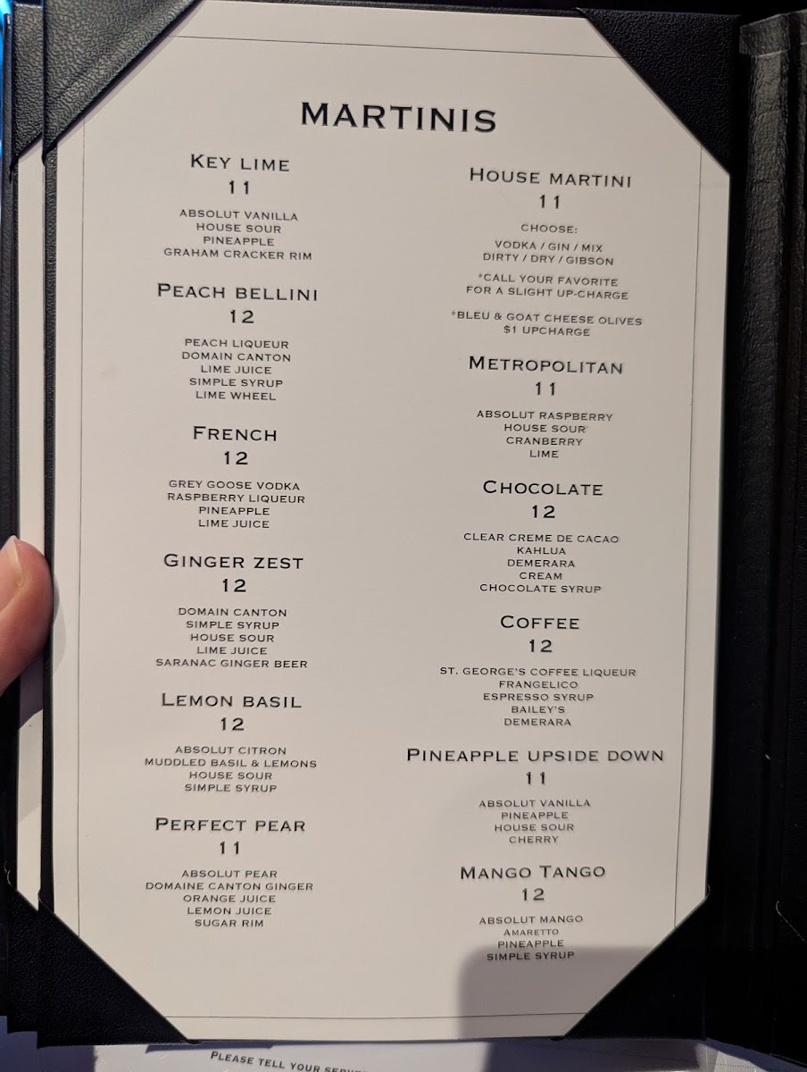 Cooper's Central Table & Cocktails menu board
