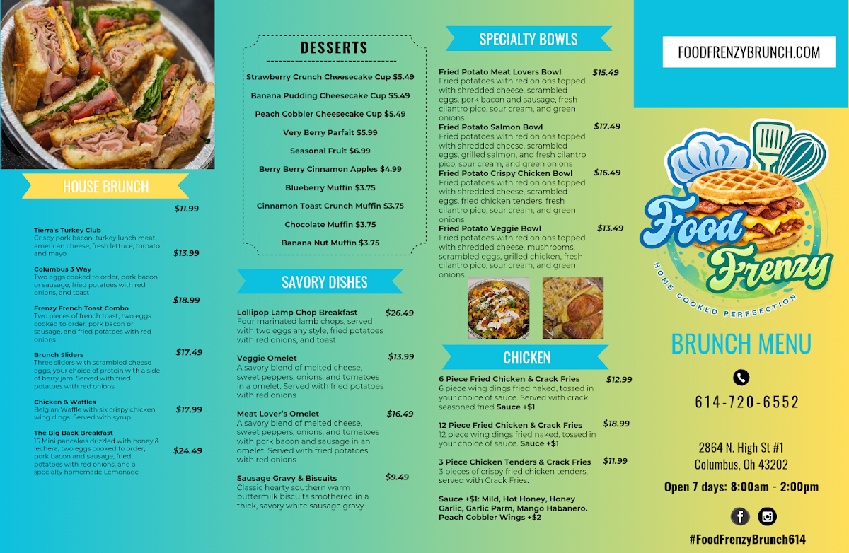 Food Frenzy Brunch menu board