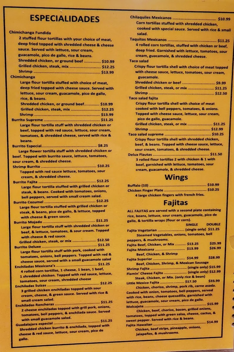 Little Mexico menu board